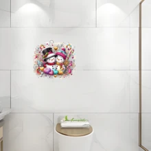 1 miếng dán tường phòng tắm hình người tuyết dễ thương, miếng dán trang trí cho nắp bồn cầu, bồn tắm, chủ đề Giáng sinh - Rỉ Nâu - Xem 5