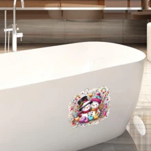 1 miếng dán tường phòng tắm hình người tuyết dễ thương, miếng dán trang trí cho nắp bồn cầu, bồn tắm, chủ đề Giáng sinh - Rỉ Nâu - Xem 6