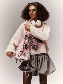 Letter&Heart Print Crew Neck Hollow Out Back Long Sleeve Knitted Sweater For Autumn&Winter - Apricot - View 8