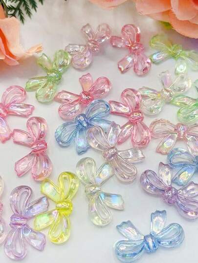 30pcs/Set Bowknot Ribbon Beads Simulated Bowknot DIY Braided Bracelet & Necklace Jewelry Making Accessories Valentines