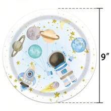 10 件/20 件蓝色宇航员派对用品太空主题派对纸盘餐巾餐具套装银河太空星球宇航员主题生日派对装饰品，适用于万圣节或圣诞节派对， - 彩色 - 查看 13