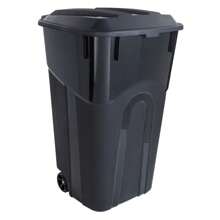 Hyper Tough 32 Gallon Wheeled Heavy Duty Plastic Garbage Can, Attached Lid, Black, Outdoor Trash Bin, Waste Container, Mobile, Home, Commercial, New Year Home Refresh - Black - View 1