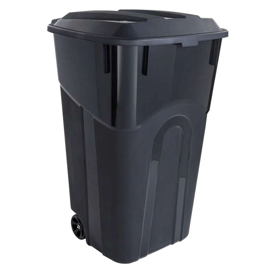 Hyper Tough 32 Gallon Wheeled Heavy Duty Plastic Garbage Can, Attached Lid, Black, Outdoor Trash Bin, Waste Container, Mobile, Home, Commercial, New Year Home Refresh - Black - View 1