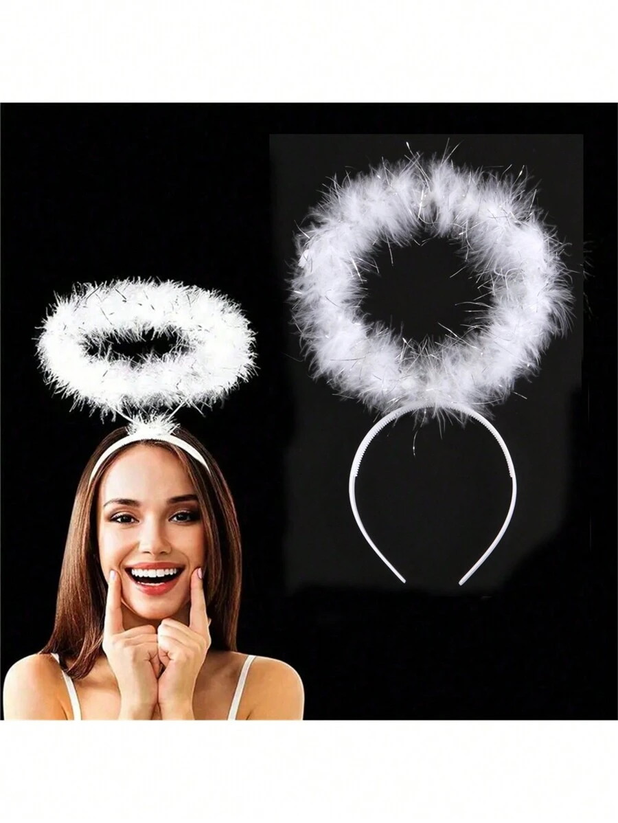 Party 1PC Elegant Angel Halo Headband Soft Faux Feather Hair Hoop For Women Princess Outfit Cosplay Costume Hair Accessories