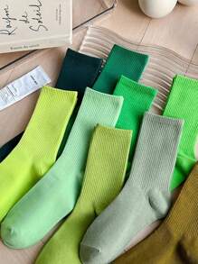 12 pares de calcetines de media caña unicolor tipo caramelo para niños, aptos para uso diario, colores aleatorios - Multicolor - Ver 4