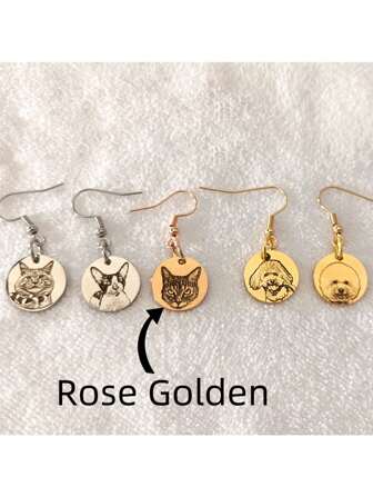 Custom Pet Portrait Stainless Steel Earrings Jewelry Gift Dog Animal Lovers Gift Pet Loss Gifts For Women Cat Mom Jewelry Cat Lover Gift Personalized Gift