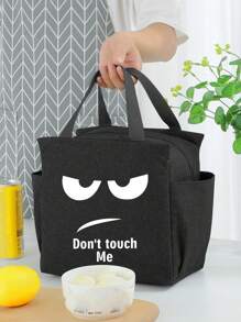 1 件便携式涤纶午餐袋，可爱卡通酷图案大容量食品储存袋，适合野餐，返回学校午餐套装，学校用品，午餐盒袋，家庭必需品，返回学校用品，女士保温袋，学校用品 - 黑色 - 查看 4