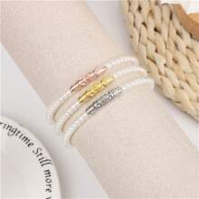 1 Stück elegantes Prinzessinen-Stil transparentes PVC weißes Armband mit Kunstperlen für Frauen, modischer Gelee-Armreif, geeignet für den täglichen Gebrauch