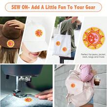 1 件熨烫补丁复古太阳和月亮 | 星星补丁，复古熨烫图像，圆形占星术补丁，星星橙色补丁，适用于背包、背心、帽子、头盔、健身包、牛仔裤 - 黃色 - 查看 8