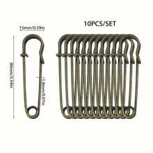 10pcs/Pack Heavy Duty Pins - Super Large, Multipurpose, Suitable For Clothing, Blankets, Home Decor And Crafts - Available In Bronze, Silvery Grey, Black