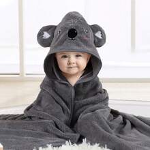 1 pièce Serviette de bain à capuche avec motif animal visage, unisexe. Serviette de bain à capuche unique pour nouveau-né avec design animal. Super doux peignoir de bain à capuche en polaire pour bébé. Serviette à capuche quatre-saisons pour tout-petit
