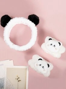 3 chiếc băng đô tai gấu trúc rửa mặt băng đô spa dây buộc tóc cho bé gái trang điểm mặt chăm sóc da quấn đầu khi tắm trang phục trẻ em quà tặng sinh nhật - Nhiều màu - Xem 1