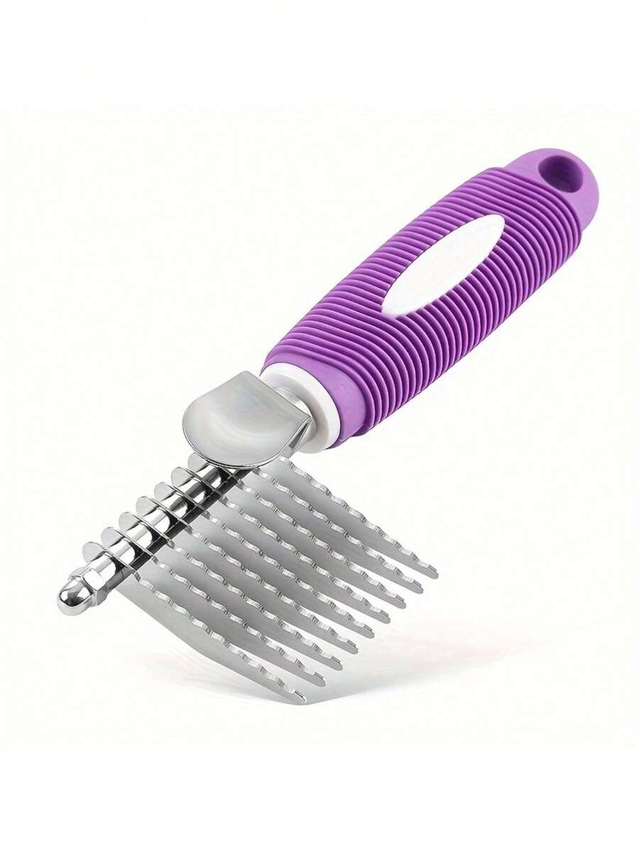 Pet Dematting Fur Rake Comb Brush Tool, Dog Comb With Steel Safety