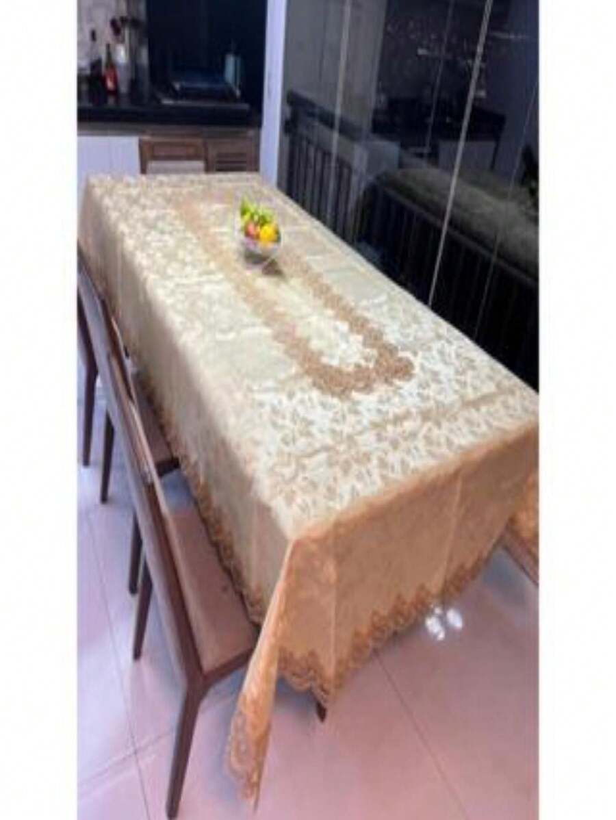 Grip Embroidered Tablecloth 150cm X 220cm Premium Line/6 Chairs - 焦糖 - 查看 1