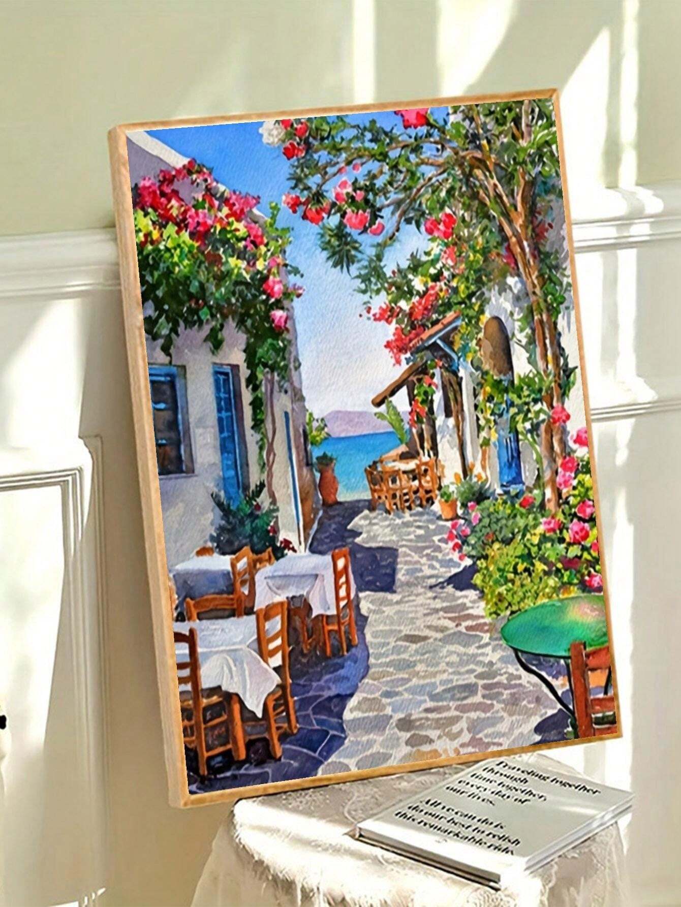 5D Full Drill Round Diamond Painting Kit, DIY Acrylic Landscape Mosaic