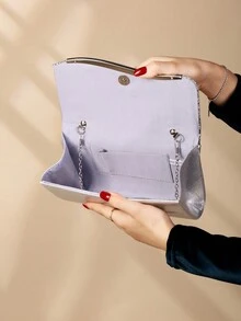 Bộ 4 chiếc nhẫn, hoa tai, vòng tay đính đá Rhinestone Eveningbag dùng cho ví cầm tay dự tiệc cưới Túi xách cho nữ Túi đựng đồ ăn tối lấp lánh Túi đựng đồ cầm tay dự tiệc cưới Ví cầm tay cô dâu - Bạc - Xem 4