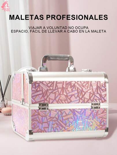 1 maleta de maquillaje, maleta de maquillaje de múltiples niveles, bolso de maquillaje multifunción de gran capacidad, bolso de almacenamiento de herramientas de belleza, caja de organización de productos de cuidado personal, maleta portátil de mano.