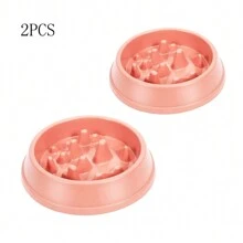 2 PIEZAS Comedero duradero para perros y gatos pequeños y medianos, tazón de comida lenta antideslizante para perros, laberinto divertido para usar en interiores y exteriores, fácil de limpiar 8.86*1.77*6.5 pulgadas - Rosa - Ver 1