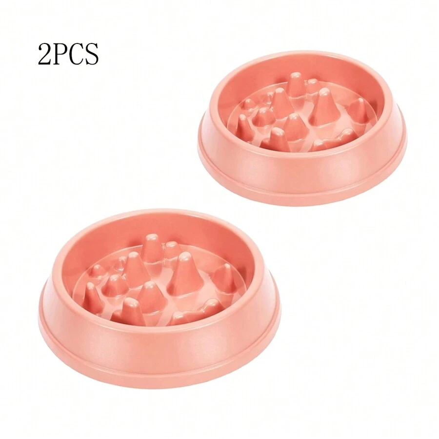 2 PIEZAS Comedero duradero para perros y gatos pequeños y medianos, tazón de comida lenta antideslizante para perros, laberinto divertido para usar en interiores y exteriores, fácil de limpiar 8.86*1.77*6.5 pulgadas - Rosa - Ver 1