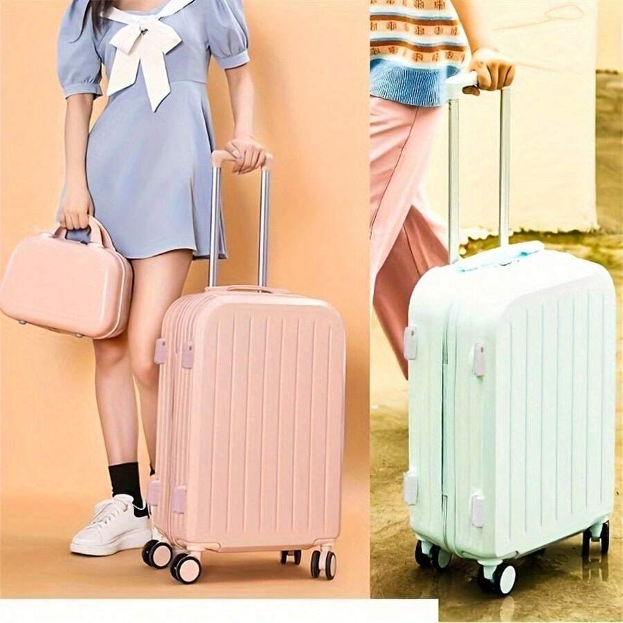 2 Pcs, 20 Inch Hardside Luggage Carry On Luggage With Cup Phone Charger