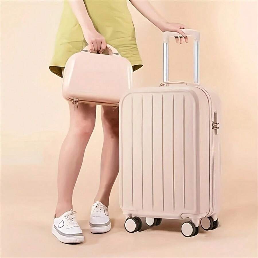 2 Pcs, 20 Inch Hardside Luggage Carry On Luggage With Cup Phone Charger