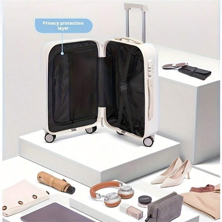 2 Pcs, 20 Inch Hardside Luggage Carry On Luggage With Cup Phone Charger