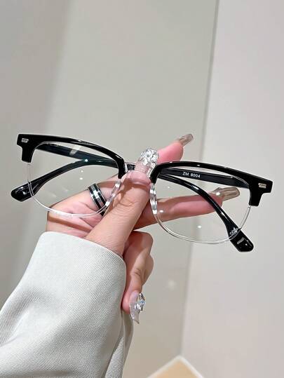 1 副黑色一体式眉线轻便老花镜半框方形老花镜 +1.0 至 +3.5