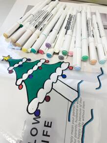 24 Pcs Morandi Acrylic Paint Pens Soft Brush Tip, Pastel Calligraphy Markers For Lettering, Card Making, Rocks Painting, Wood, Fabric, Canvas, Ceramic, Glass, DIY Art Crafting, Kids & School Supplies - Multicolor - View 3