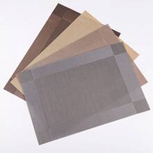 餐垫套装 4/6/10，适用于厨房餐桌的餐垫，耐热防滑防污可洗 PVC 桌垫，易于清洁的编织乙烯基餐垫，金色