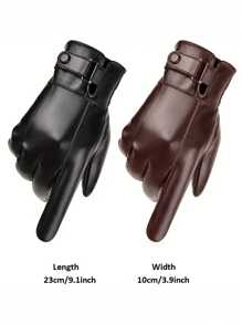 Men's Winter Warm Faux Leather Cycling Gloves For Skiing And Driving