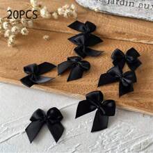 20 peças Mini Laço de Fita de Cetim para Férias Floral DIY Artesanato Costura Patch Enfeite para Chapéus, Caixa de Presente de Casamento, Decoração de Natal