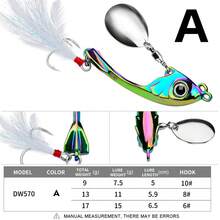 9g/13g/17g 金属振动鱼饵，旋转式旋转器，带摇铃和闪亮亮片，下沉式硬饵，适合钓鲈鱼 - 彩色 - 查看 7