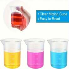 5pcs Clear Plastic Beaker Set 50-250ml For Laboratory Chemicals, Resin Casting, Kitchen Baking Measurement - Durable Polypropylene Liquid Metering Tool For Cooking And Medical Experiments - White - View 5