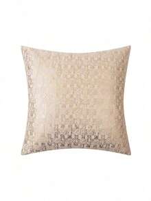 1 pieza de Funda De Almohada Cuadrado De saten, diseño a rayas doradas 45x45, Estilo Ins, decoración moderna minimalista para sala de estar, sofá, cabecera, cojín de tela - Beis - Ver 2