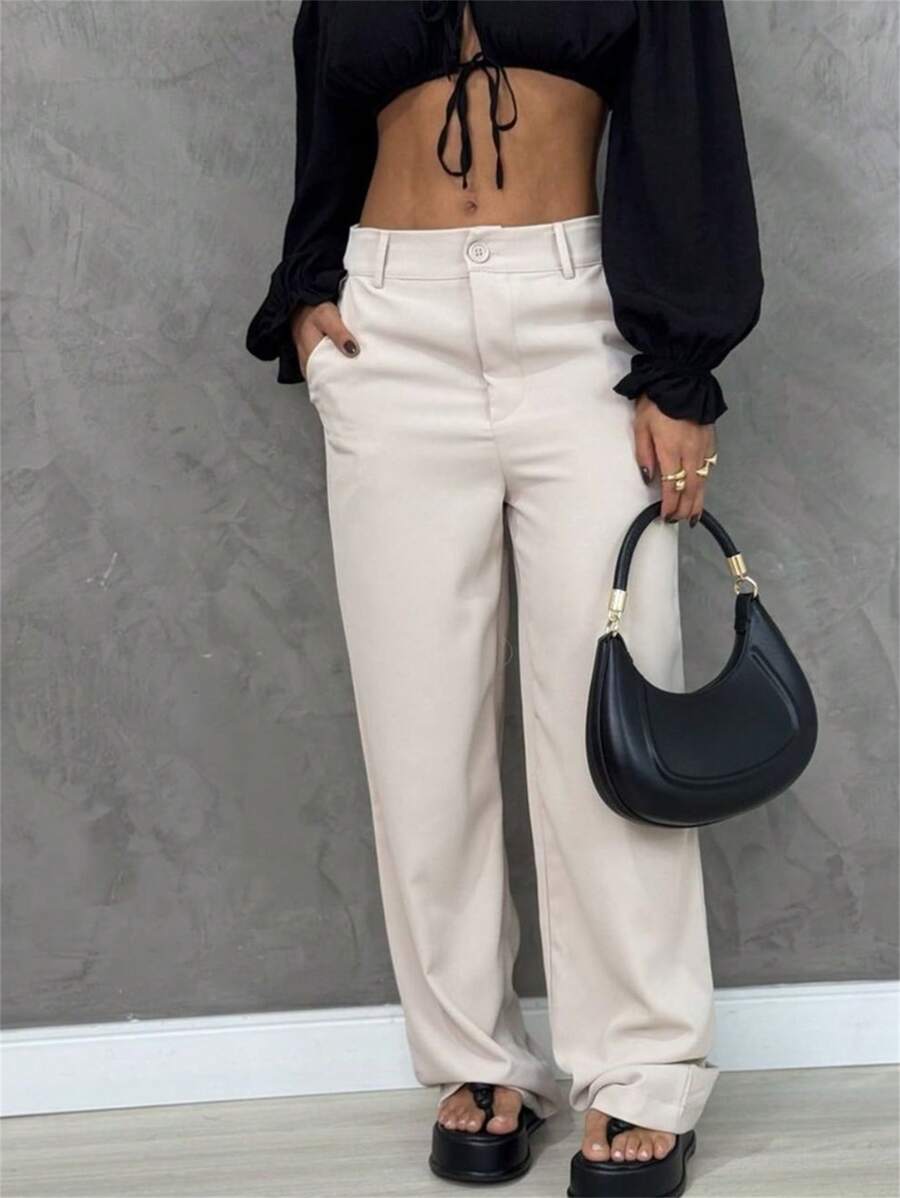Plain Fkmoda Palazzo Pants - khỏa thân nhẹ - Xem 1
