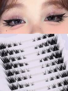 36/48/80/200 件/套 Foxy 锥形假睫毛，卡通喇叭状纹理睫毛，适合角色扮演，睫毛延长工具，紧凑、夸张的浓密睫毛，便携式配件，圣诞礼物 - C - 查看 2