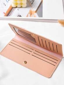 Lång smal plånbok för kvinnor, moderiktig kuvertväska med 12 kortfack, tryckknappsknäppning, vertikal researrangör i PU-läder