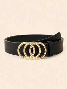 2-Piece Set Of Fashionable Metal Buckle Decoration For Women's Casual And Versatile PU Belt Summer, School Fall, Autumn, Halloween