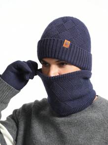 Bộ 1-3 mũ len mùa đông cho nam, khăn quàng cổ giữ ấm và găng tay cảm ứng, họa tiết dày hai lớp, bông lông, thiết kế bông tuyết, thích hợp cho trượt tuyết, du lịch, đạp xe, lái xe, hẹn hò, quà tặng cho nam giới, phụ kiện mùa đông sử dụng hàng ngày, trang phục mùa đông - Nhiều màu - Xem 12