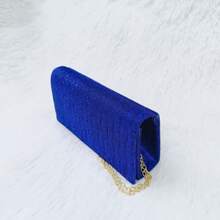 Sparkly Party Bag With Chain Strap Can Be Carried By Hand Or Over The Shoulder - Royal Blue - View 2