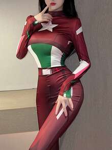 1PC/Bộ đồ liền thân nữ không cần cởi đồ cosplay (Phù hợp với: 45kg-60kg) - Màu xanh lam - Xem 3