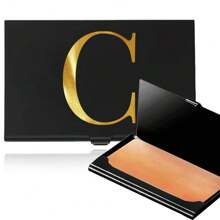 名片盒名片盒铝合金名片盒男士金属超薄信用卡夹字母印花钱包卡片套名片夹圣诞礼物礼物感恩节复古 - 黑色 - 查看 14