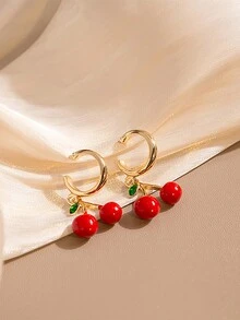 1 Cặp bông tai hình quả dâu tây và anh đào dễ thương cho bé gái, ngọt ngào và hợp thời trang dành cho thanh thiếu niên - Nhiều màu - Xem 4