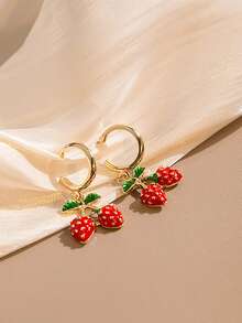 1 Cặp bông tai hình quả dâu tây và anh đào dễ thương cho bé gái, ngọt ngào và hợp thời trang dành cho thanh thiếu niên - Nhiều màu - Xem 3