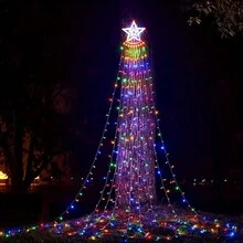 New Outdoor Christmas Lights 8 Modes And Timer With Remote, Outdoor Christmas Decoration Tree Lights With Plastic Star Tree Topper, Outdoor String Lights For New Year, Yard, Party, Garden, Holiday, Birthdaychristmas Decor Christmas Gift Thanksgiving Christmas Tree Decor Ornaments Christmas Light Bedroom Decor Home Decor Party Decor Holiday Festival Room Decor - Star - View 4