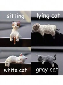 1个迷你治愈猫摆件，可爱又有趣，适合作为家居或汽车装饰，也可作为小礼物，可爱的懒猫摆件（赠送无痕胶水）返校季房间装饰家居装饰品迷你摆件 - 彩色 - 查看 1