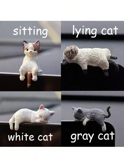 1pc Miniature Healing Cat Figurine, Cute And Funny, Suitable As Home Or Car Decoration, And As Small Gift, Cute Slouchy Kitten Ornaments(Free Traceless Glue) Back To School Room Decor Home Decor Ornaments Home Miniature Things