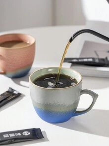 1 件渐变色情侣陶瓷咖啡杯，家用小型饮水杯，高端奢华风格拿铁杯 - 咖啡杯拉花 - 查看 7