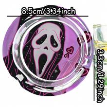 1 conjunto/2 peças de cinzeiro de vidro de desenho animado e conjunto de bandeja decorativa, 2 peças - Design de jardim de desenho animado, sem bateria, ideal para decoração de casa e presentes para meninos, corações de dia dos namorados, dia dos namorados feminino - Multicolorido - Ver 4