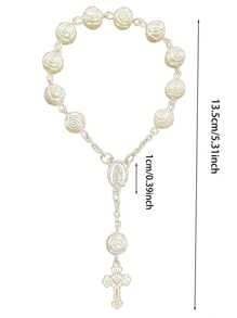 30 件玫瑰串珠手链，亚克力 3D 玫瑰串珠手链，配欧根纱袋，适合洗礼礼物、一岁生日、派对礼物、婚礼和其他庆祝活动